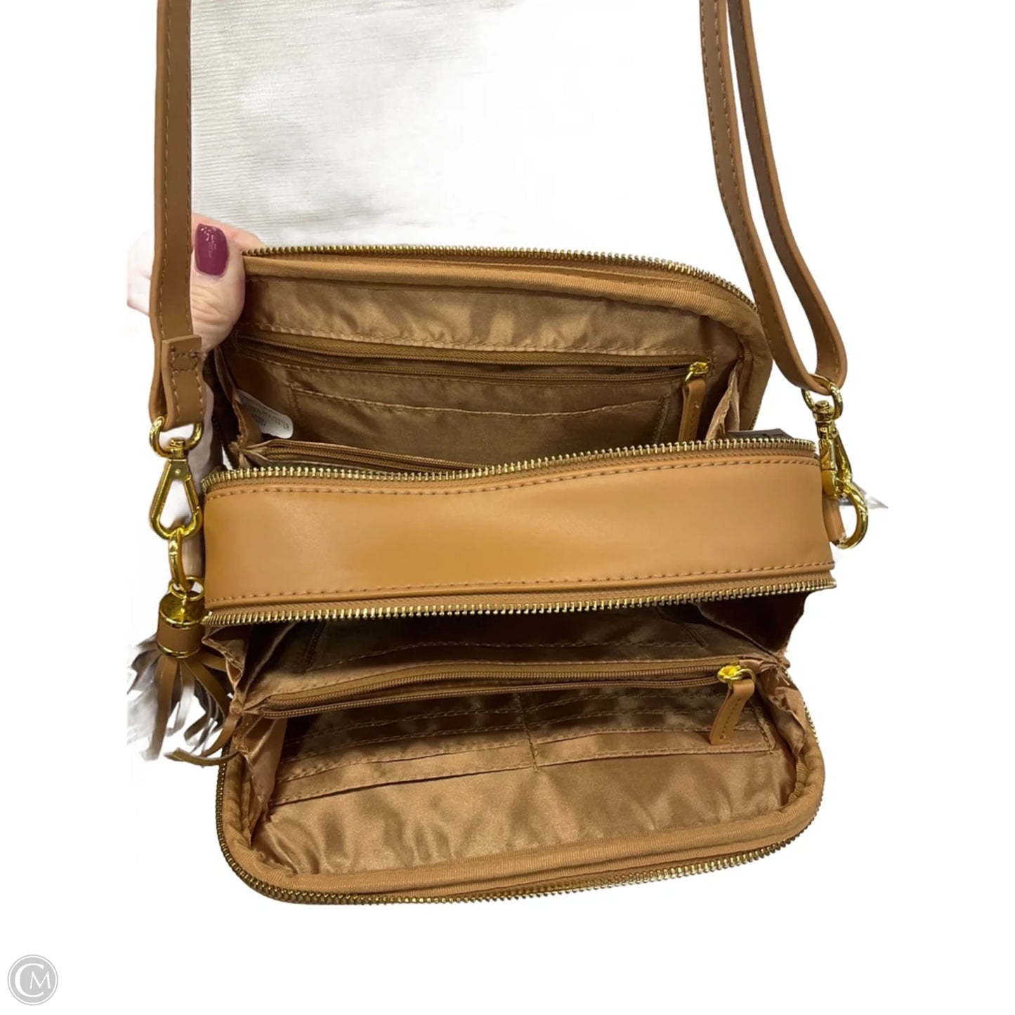 Crossbody Leather By Joy & Iman, Size: Medium