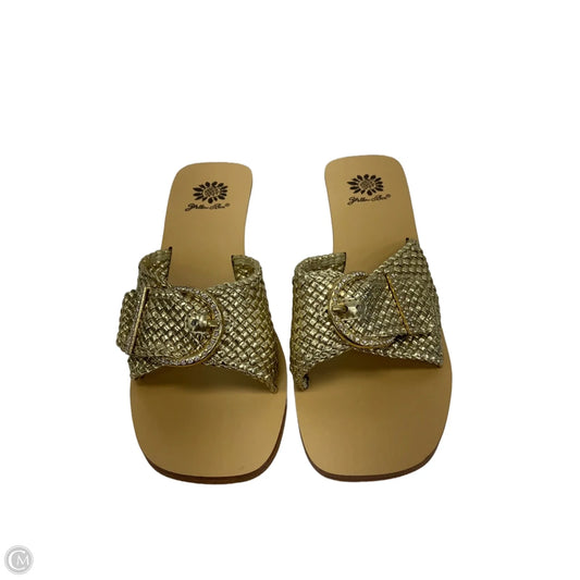 Sandals Heels Kitten By Annie In Gold, Size: 7