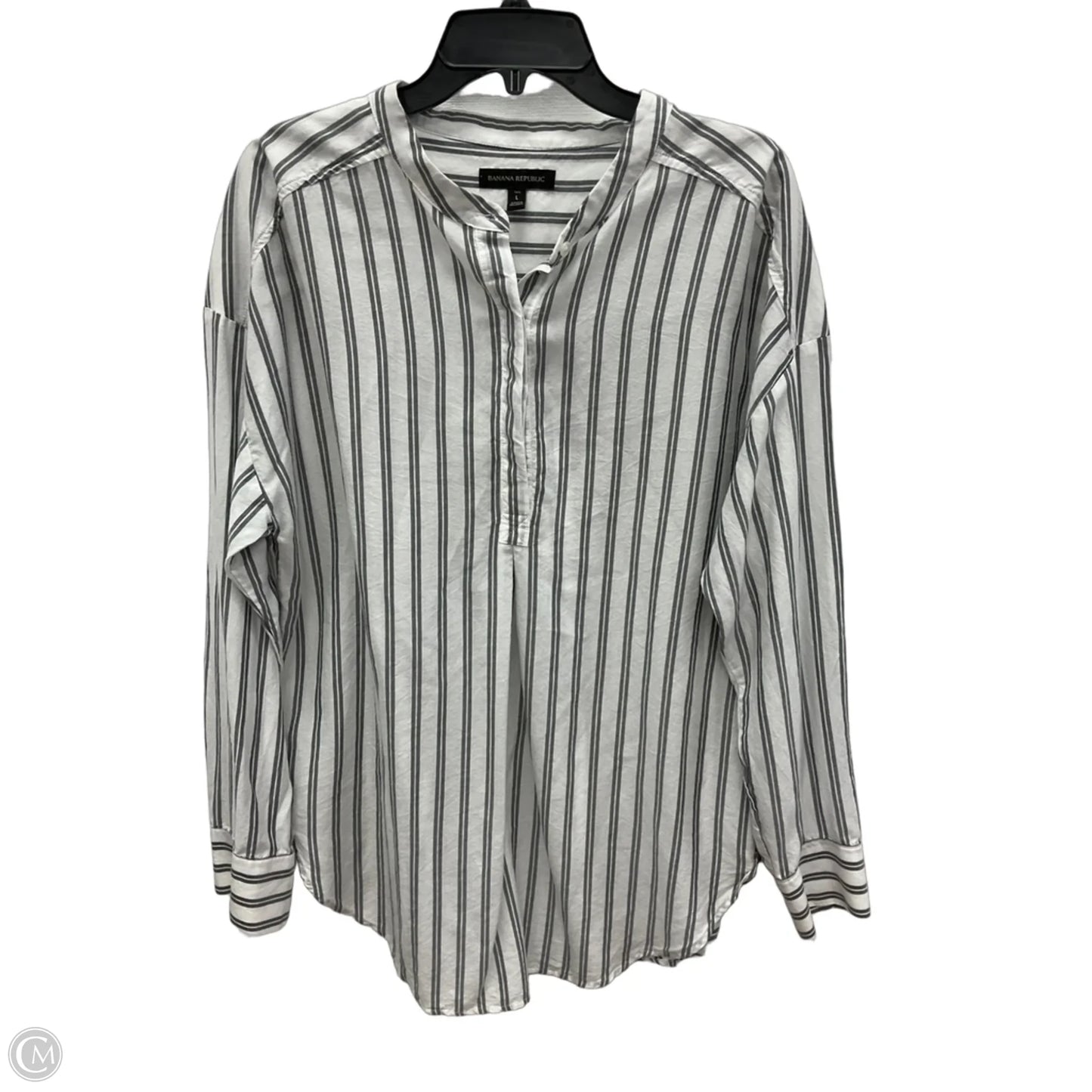 Blouse Long Sleeve By Banana Republic In Striped Pattern, Size: L