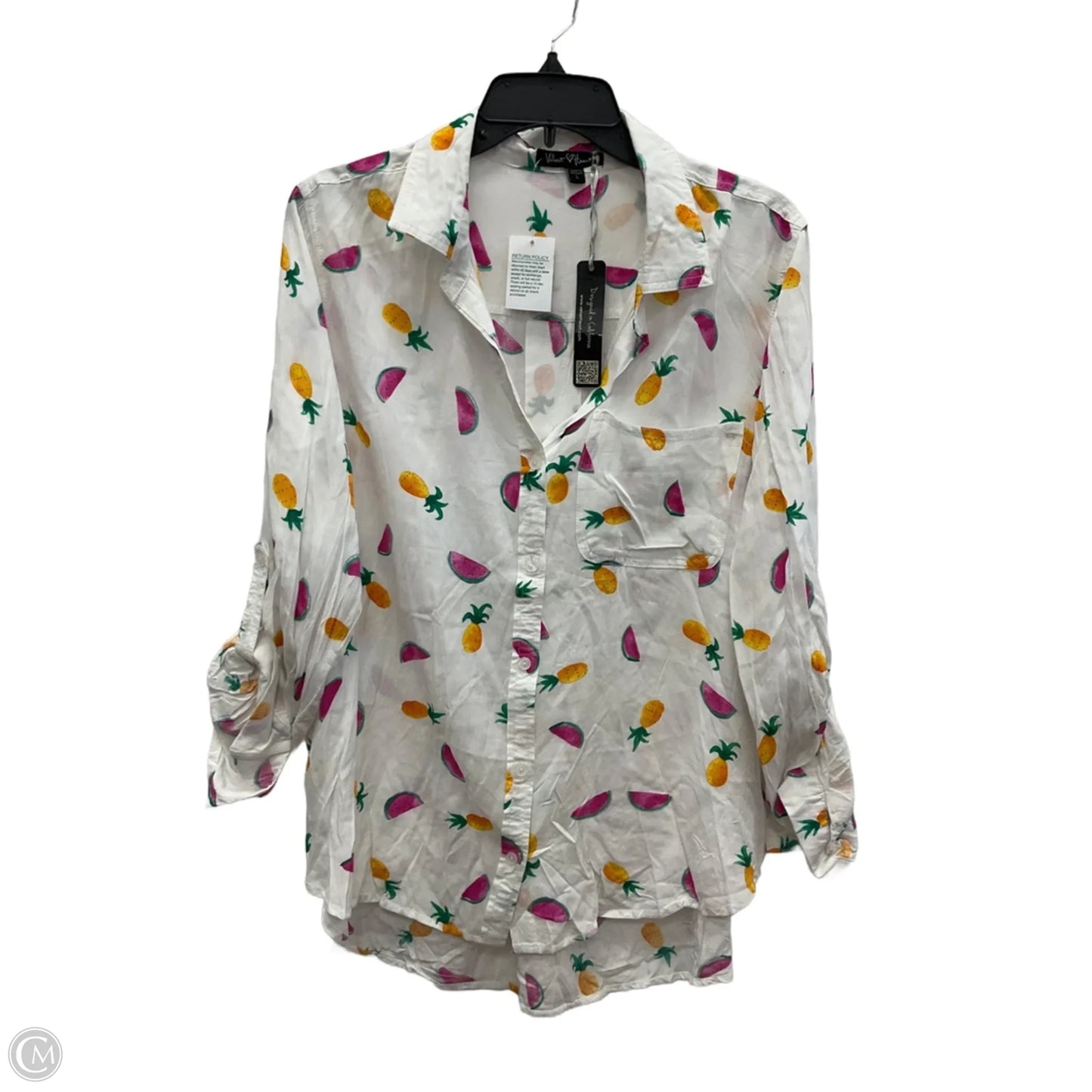 Top Long Sleeve By Velvet Heart In White, Size: L