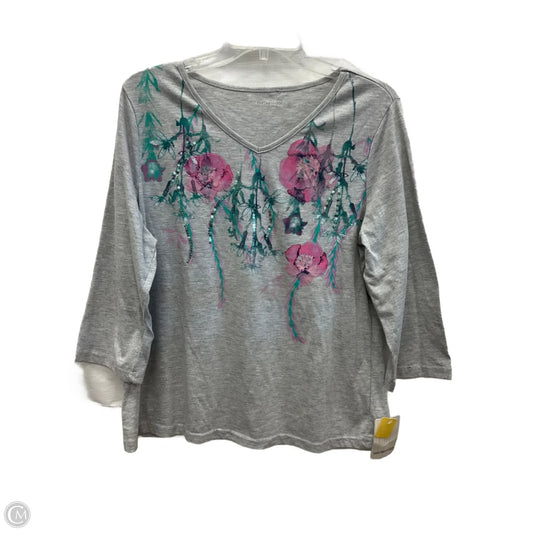 Top 3/4 Sleeve By Breckenridge In Grey, Size: L