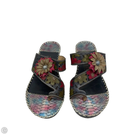 Sandals Heels Wedge By Spring Step In Blue, Size: 8