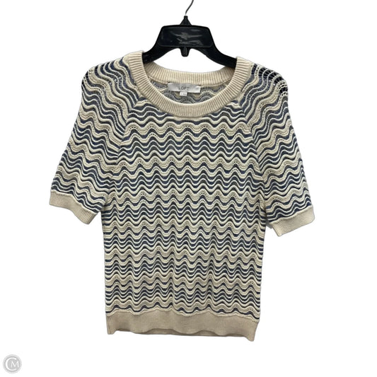 Top Short Sleeve By Loft In Blue & White, Size: S