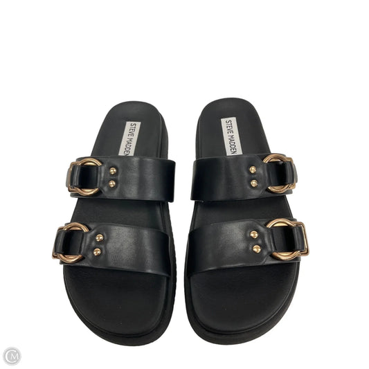 Sandals Flats By Steve Madden In Black, Size: 6.5