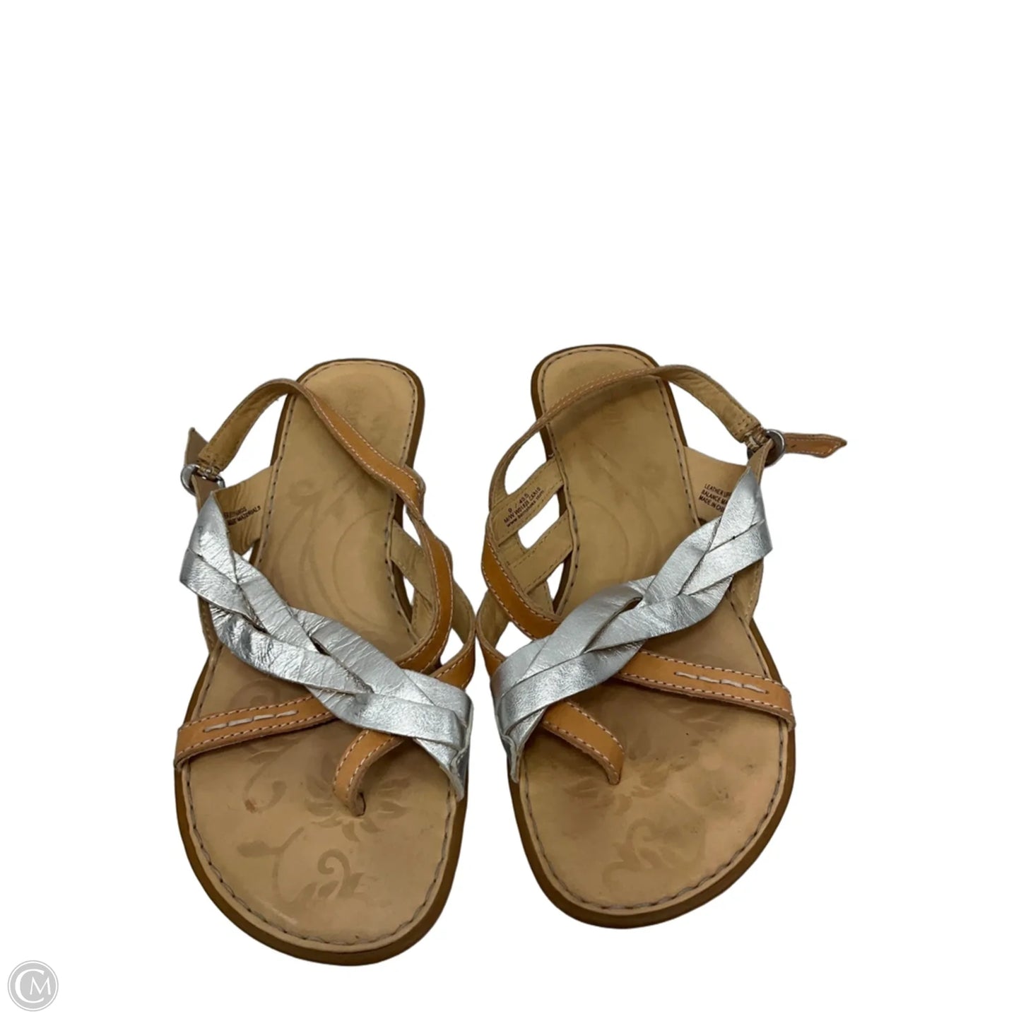 Sandals Flats By Born In Silver, Size: 9