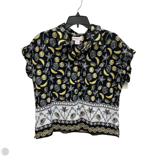 Blouse Short Sleeve By Allison Daley In Black & Yellow, Size: M