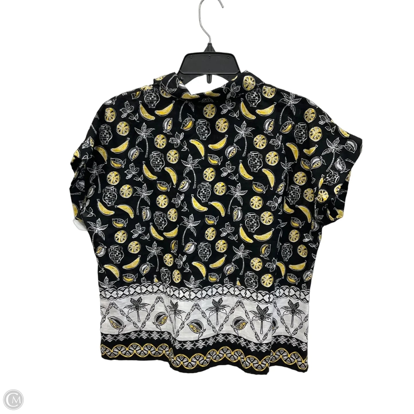 Blouse Short Sleeve By Allison Daley In Black & Yellow, Size: M