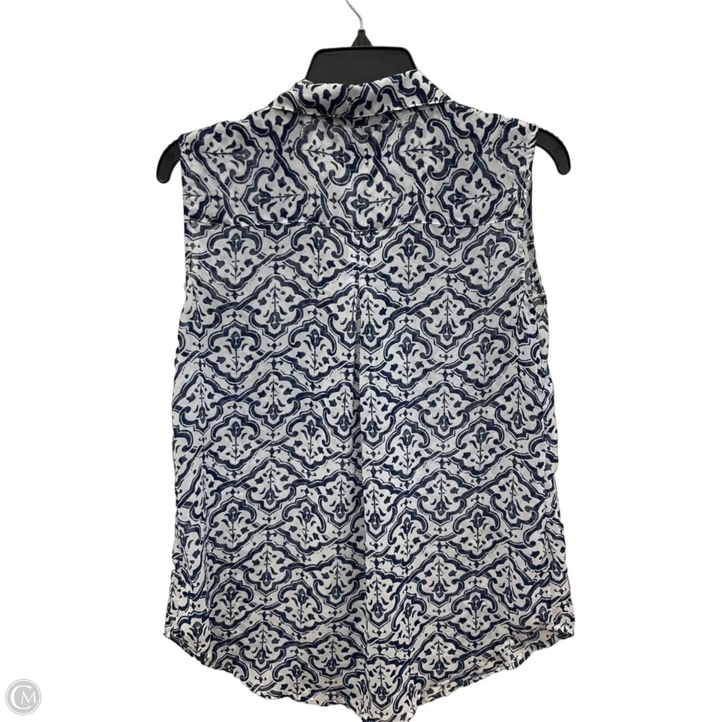Top Sleeveless By Liz Claiborne In Blue & White, Size: L