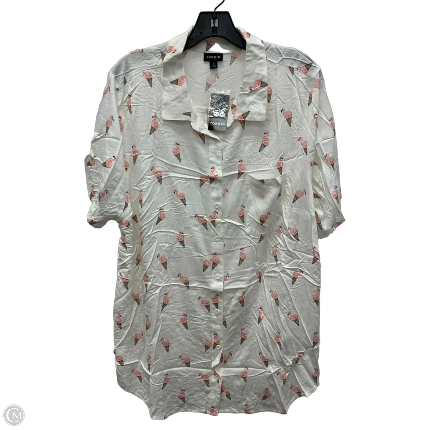 Blouse Short Sleeve By Torrid In White, Size: 3x