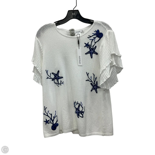 Top Short Sleeve By Chicos In White, Size: M