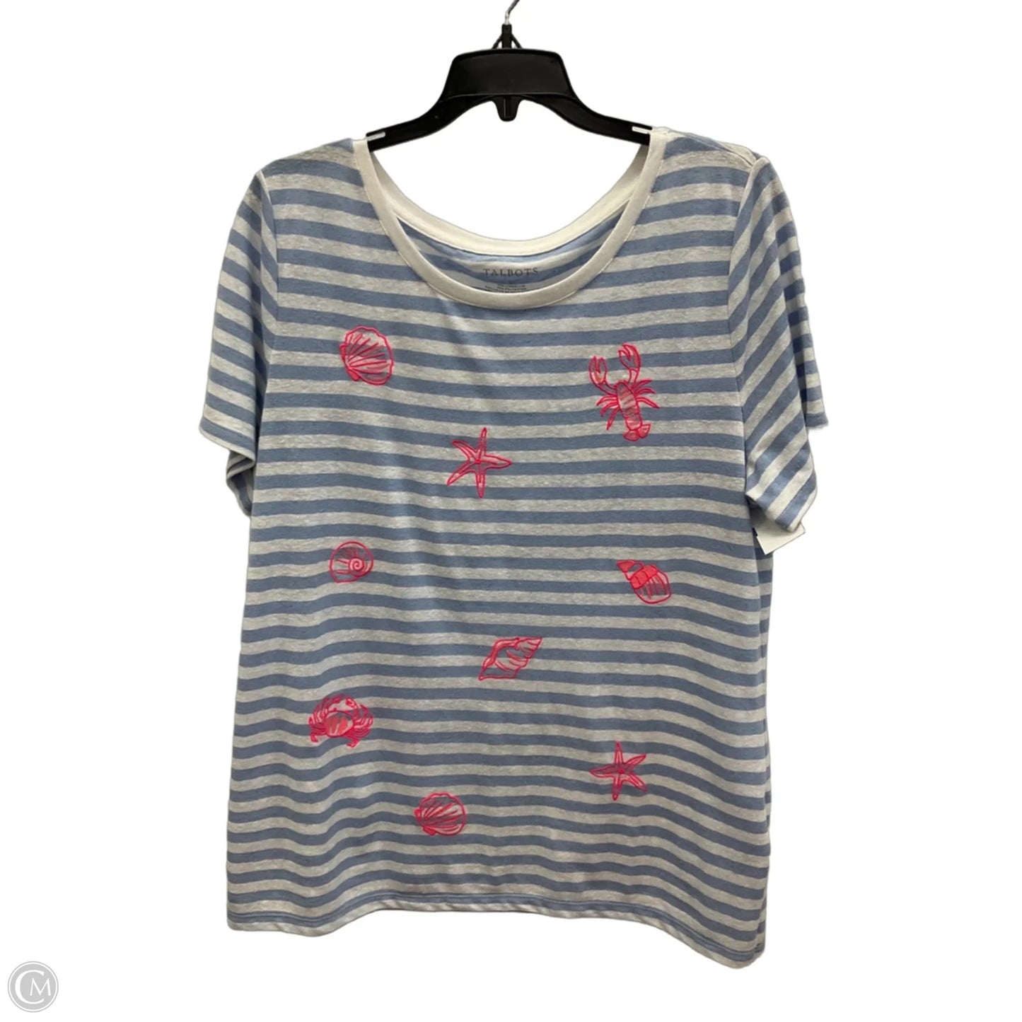Top Short Sleeve By Talbots In Striped Pattern, Size: L