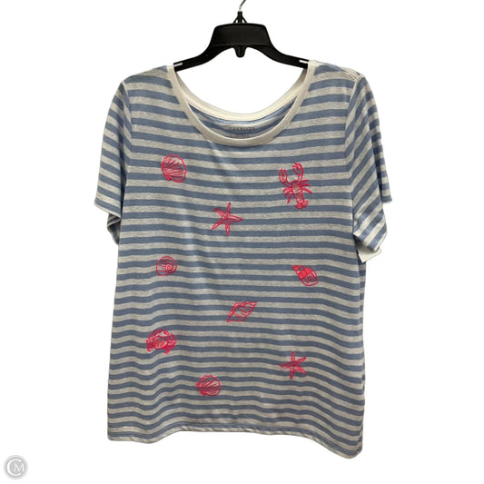 Top Short Sleeve By Talbots In Striped Pattern, Size: L