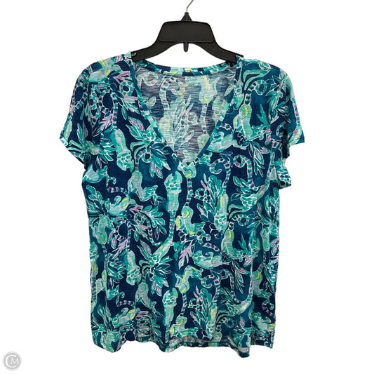Top Short Sleeve Designer By Lilly Pulitzer In Blue, Size: Xl