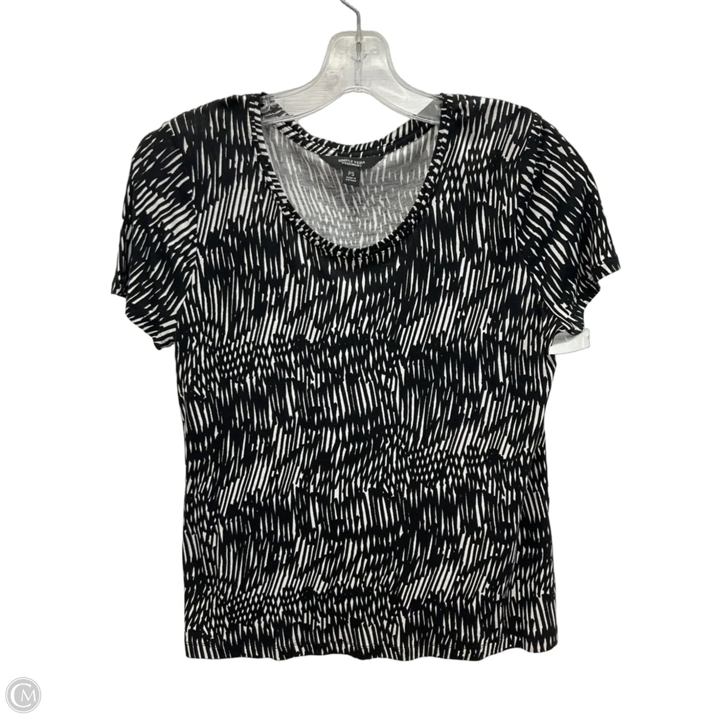 Top Short Sleeve By Simply Vera In Black & White, Size: S