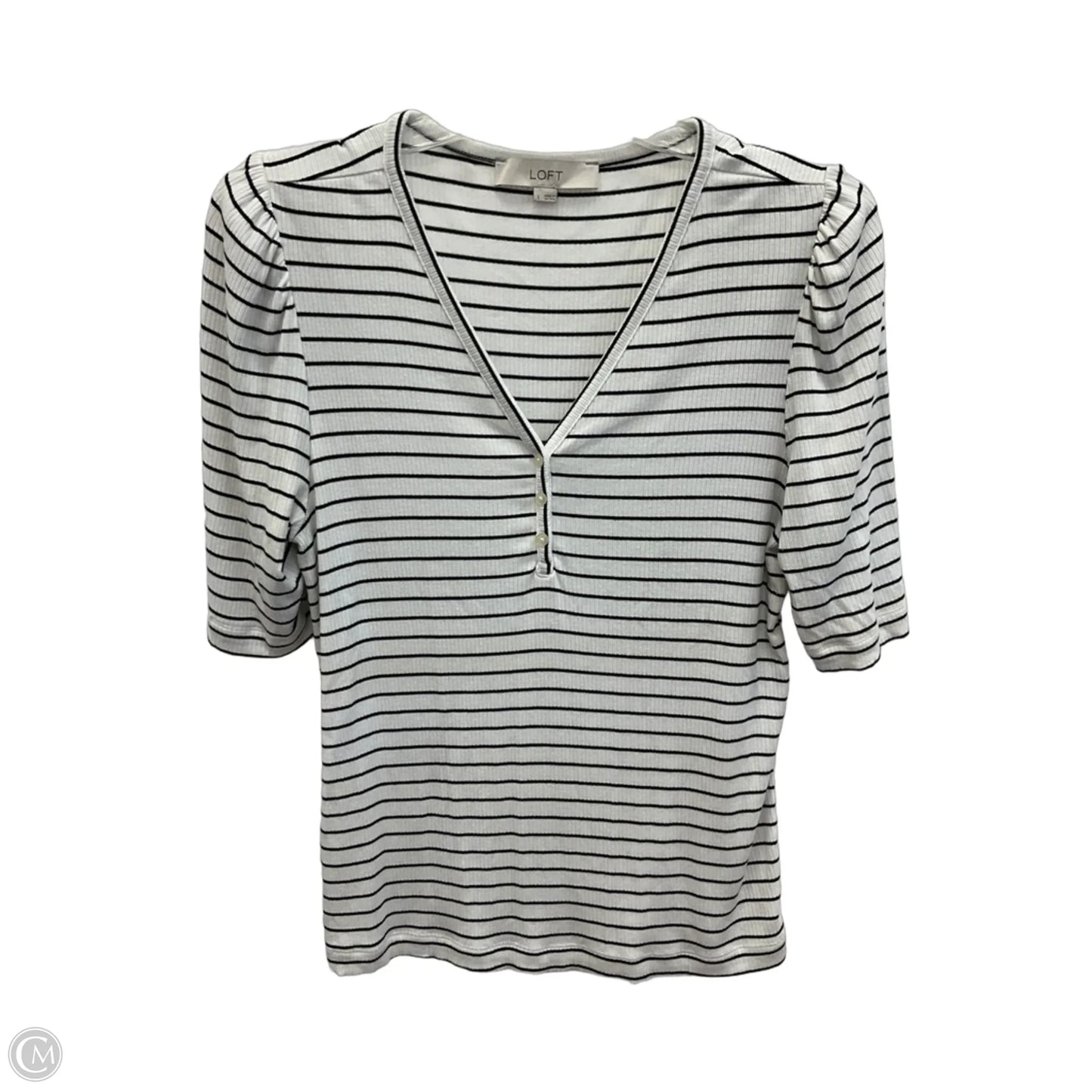 Top Short Sleeve By Loft In Striped Pattern, Size: L