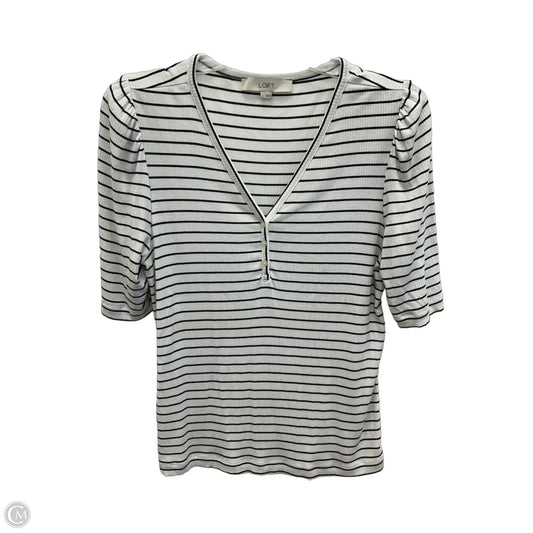 Top Short Sleeve By Loft In Striped Pattern, Size: L