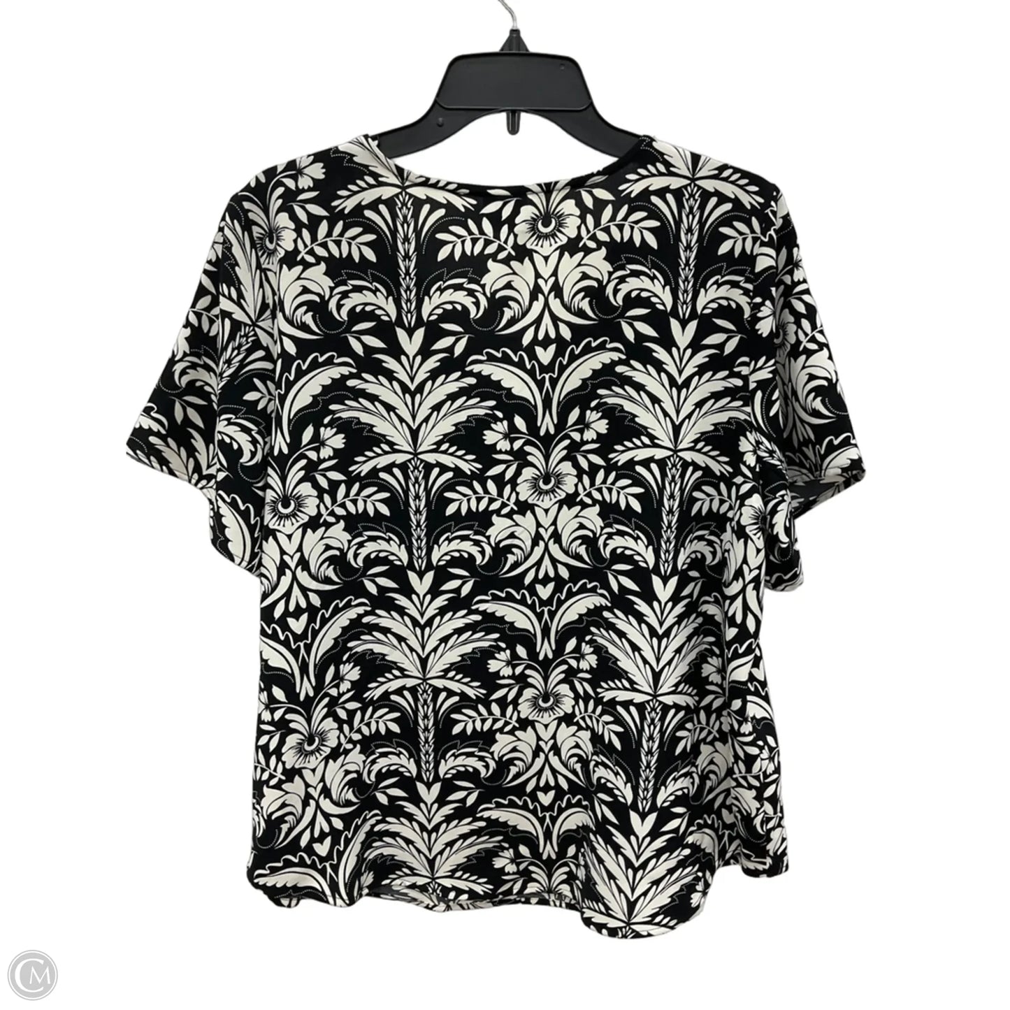 Top Short Sleeve By Croft And Barrow In Black & White, Size: L
