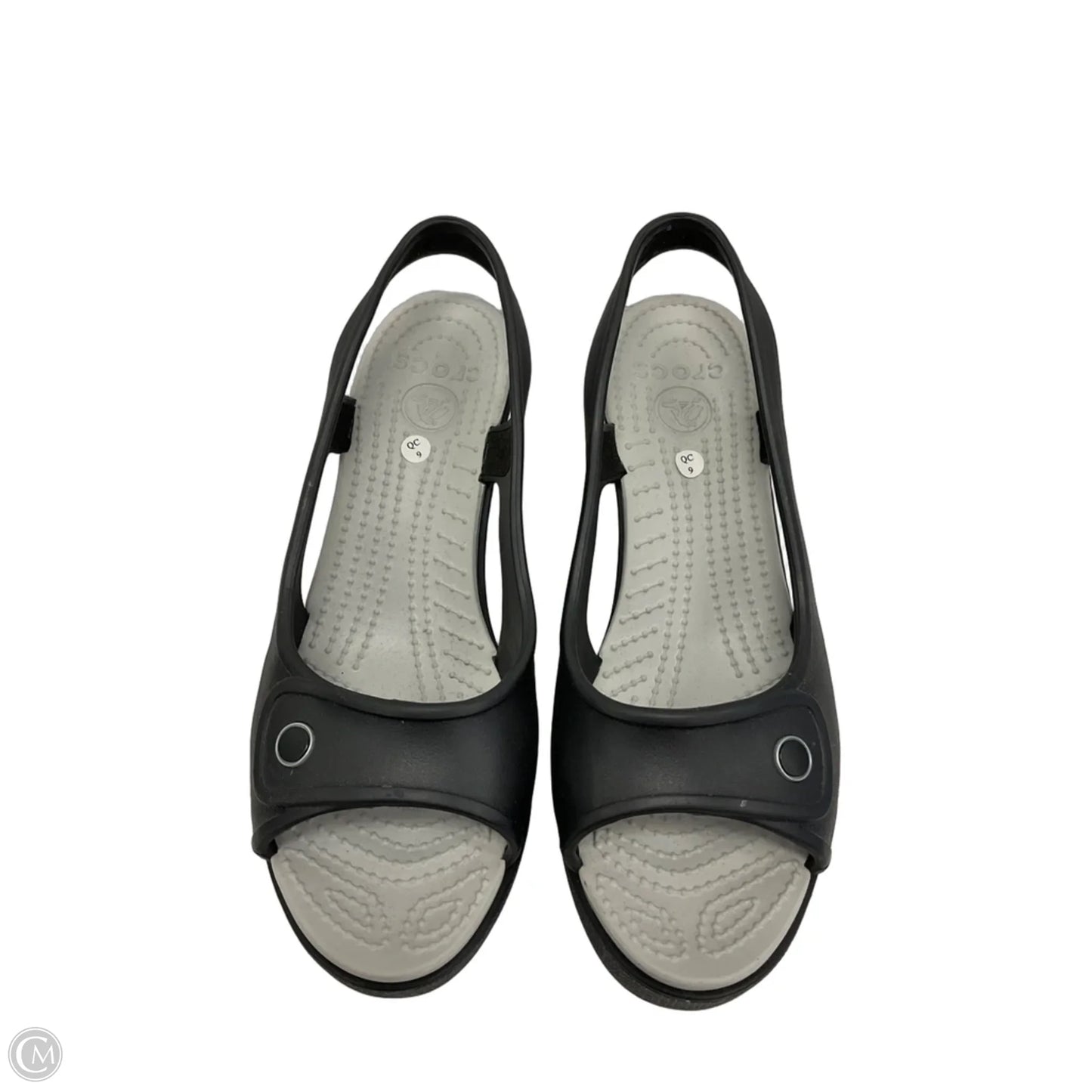 Sandals Heels Platform By Crocs In Black, Size: 6