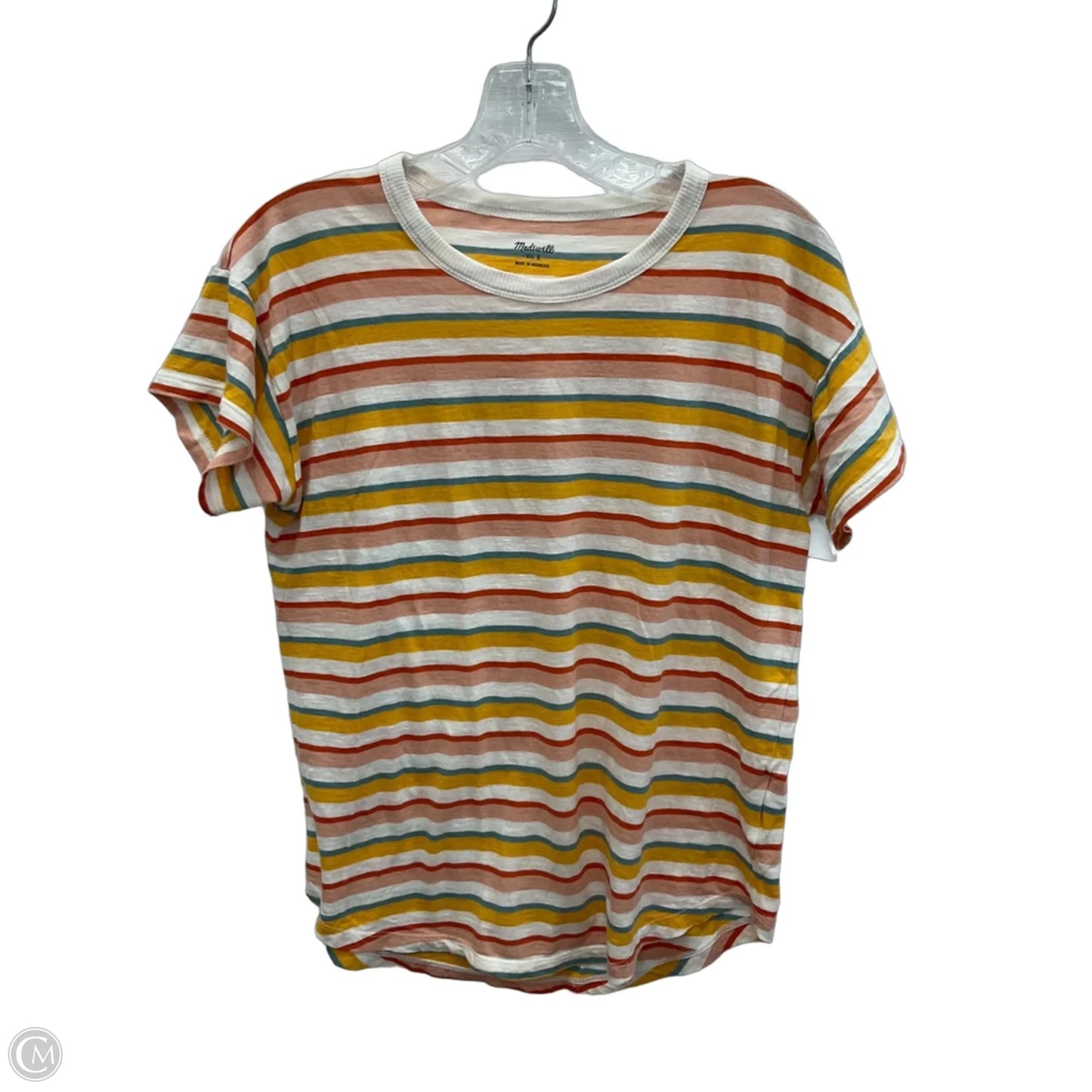 Top Short Sleeve By Madewell In Striped Pattern, Size: S