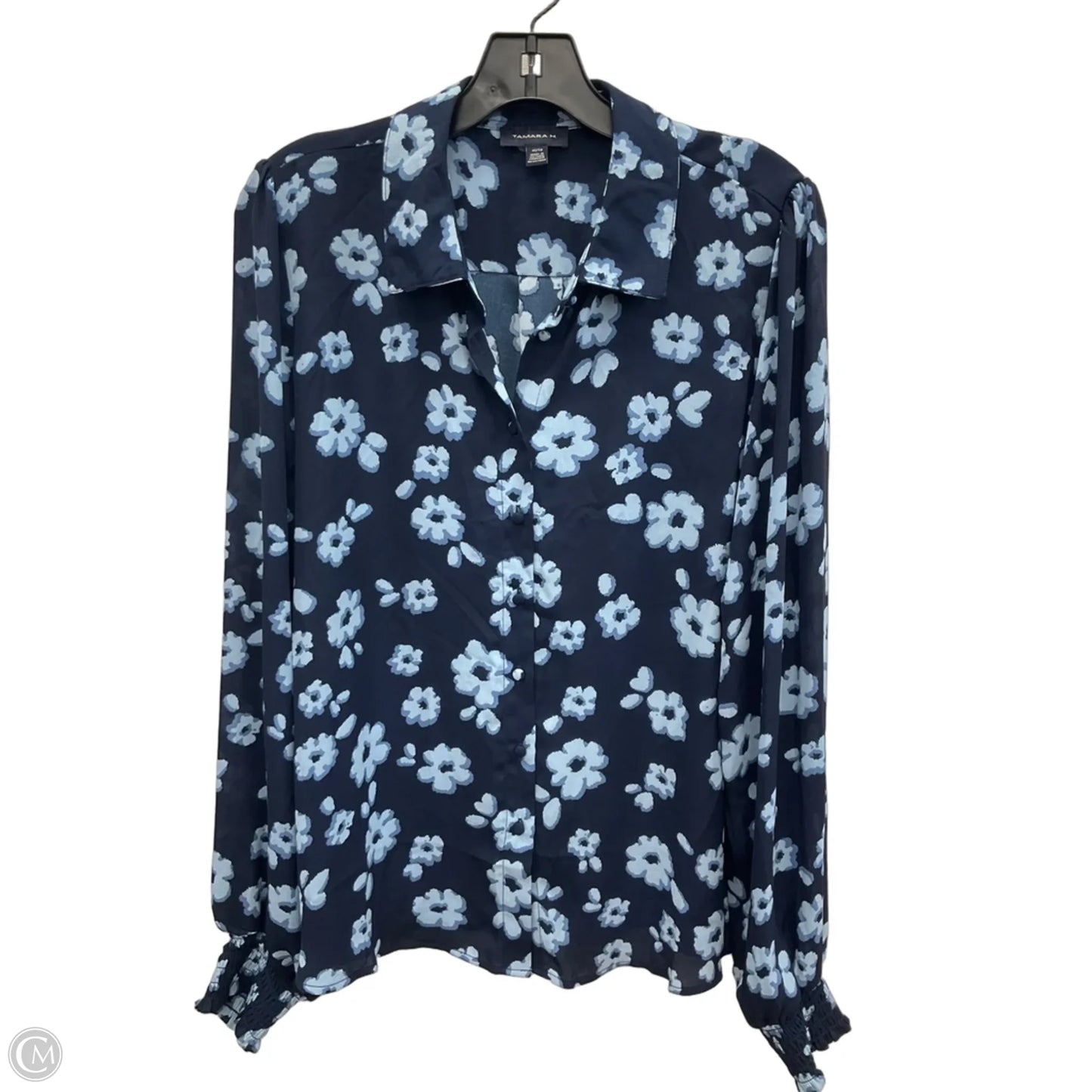 Blouse Long Sleeve By Tamara H In Blue, Size: Xl