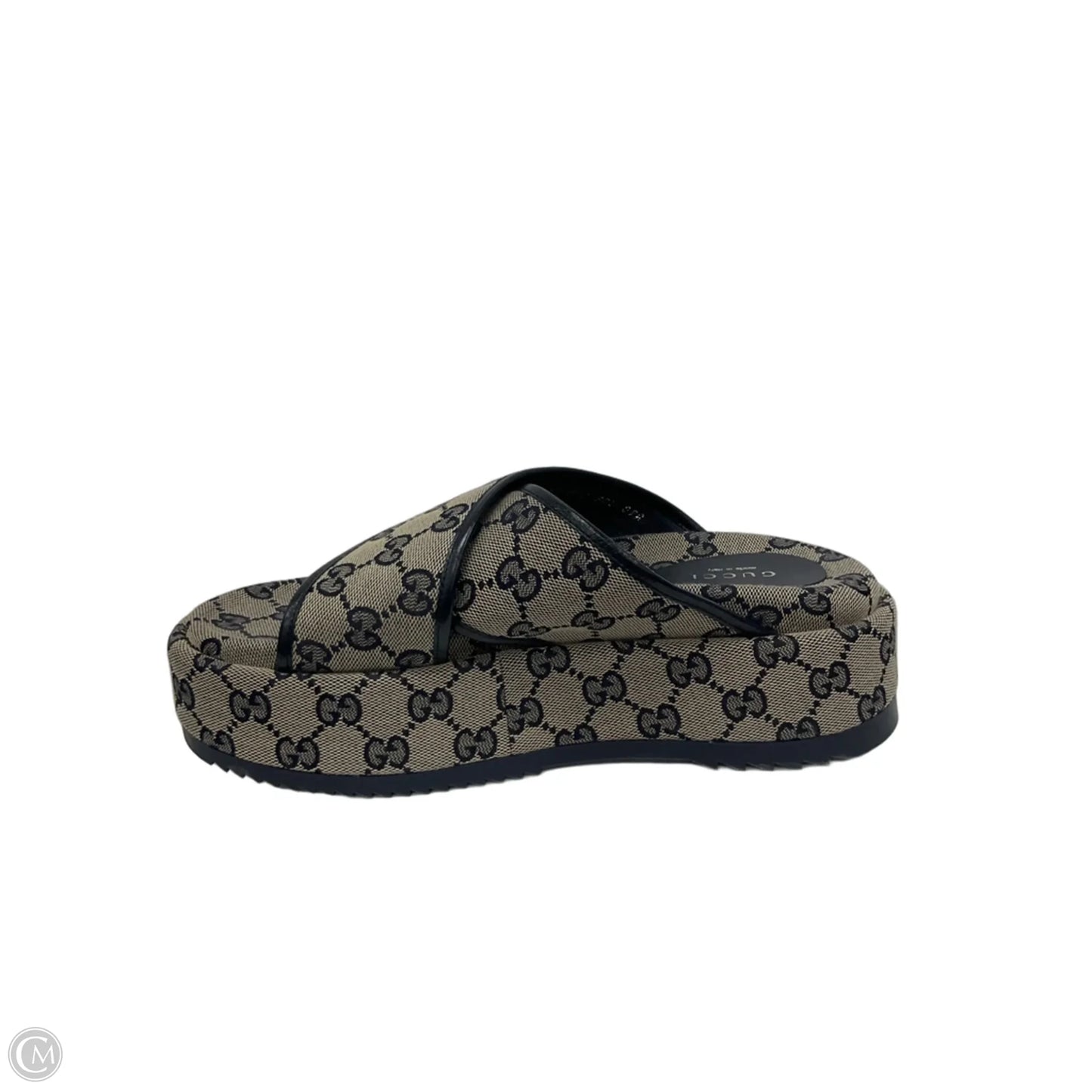 Sandals Luxury Designer By Gucci In Blue & Tan, Size: 7.5