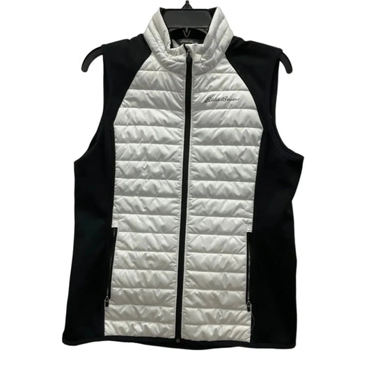 Vest Puffer & Quilted By Eddie Bauer In Black & White, Size: M
