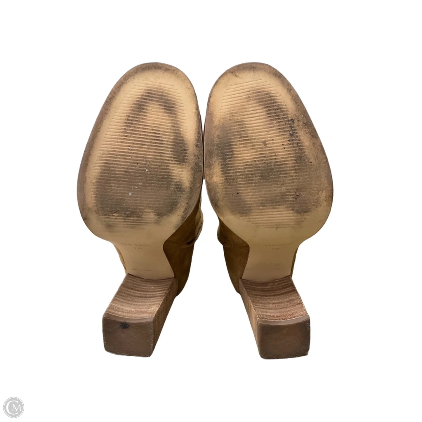 Boots Ankle Heels By Nine West In Brown, Size: 7
