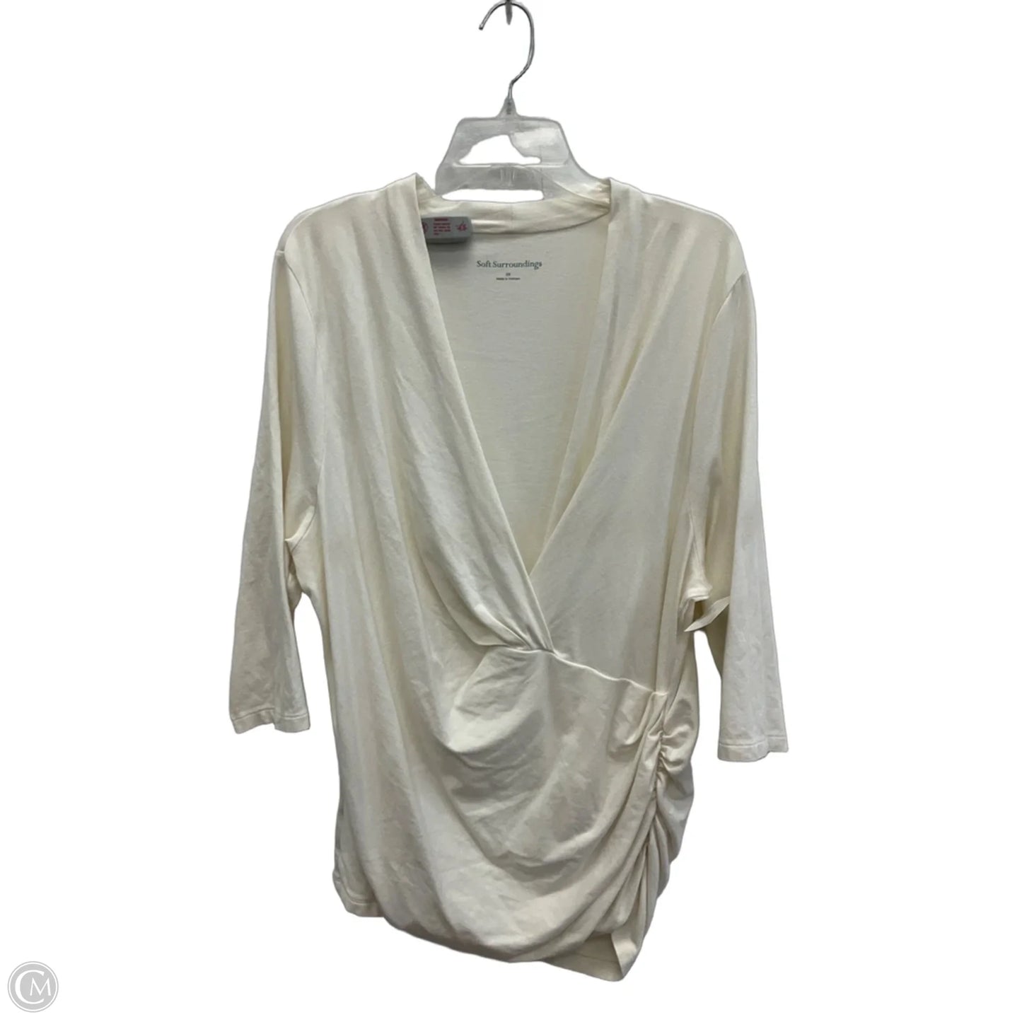 Top Short Sleeve By Soft Surroundings In White, Size: 2x