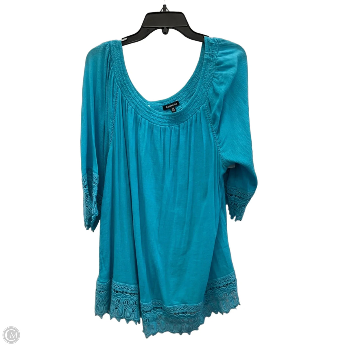 Top Long Sleeve By Relativity In Blue, Size: 2x