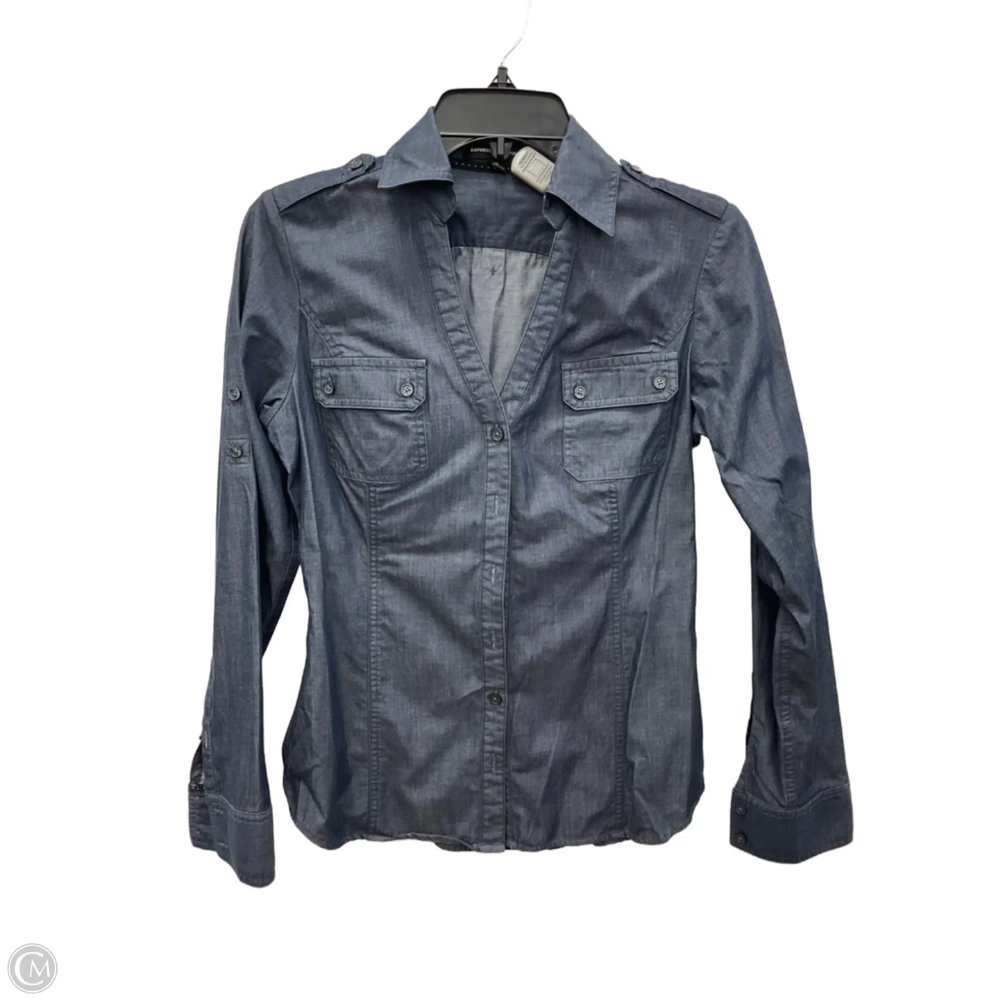 Blouse Long Sleeve By Express Design Studio In Blue, Size: S