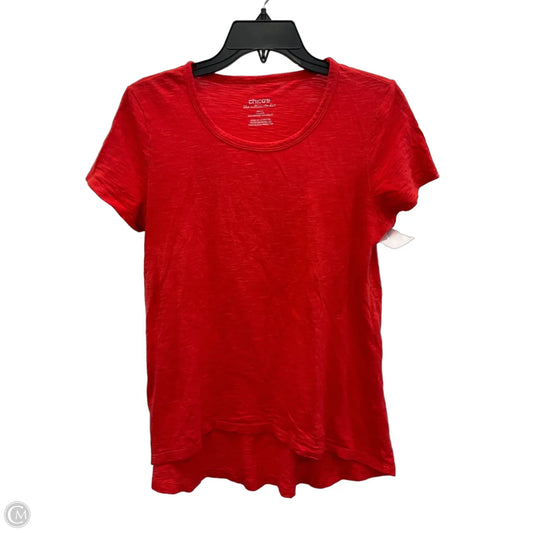 Top Short Sleeve Basic By Chicos In Red, Size: S
