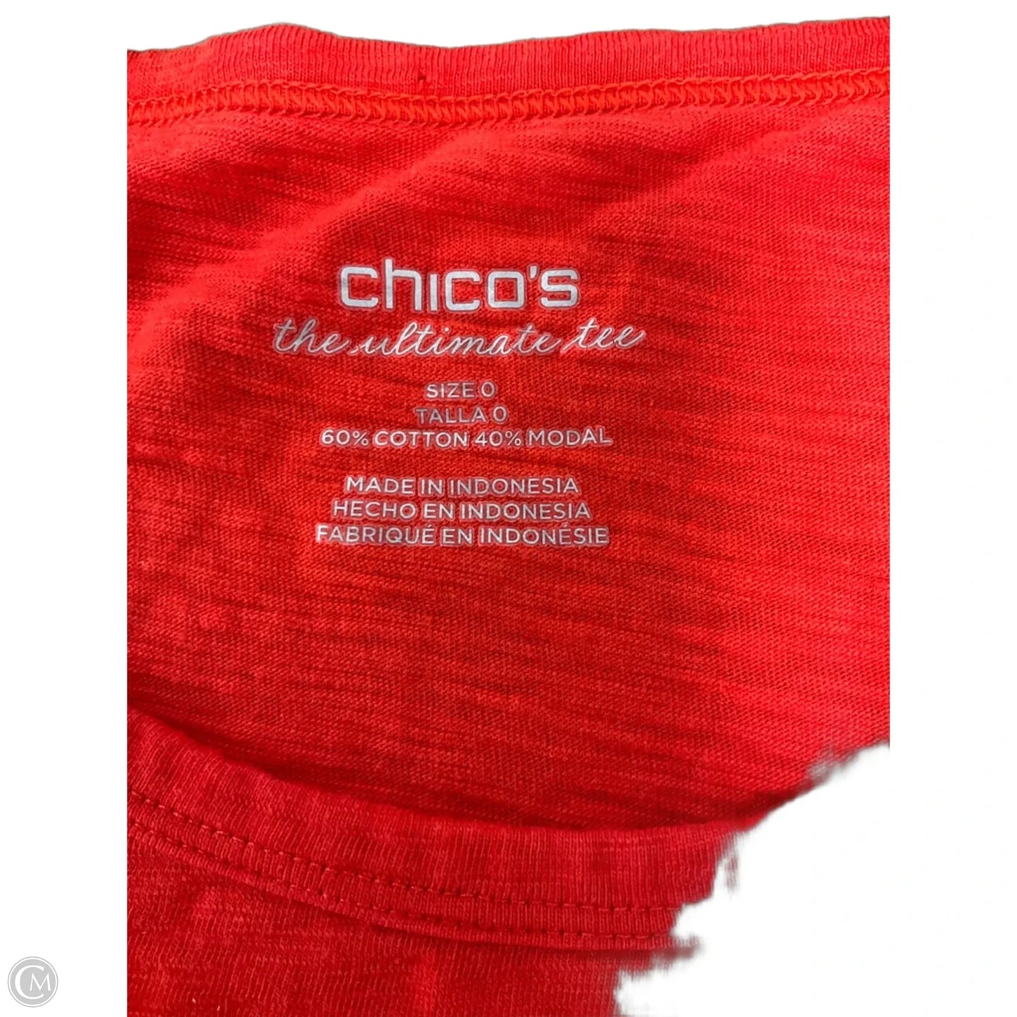 Top Short Sleeve Basic By Chicos In Red, Size: S