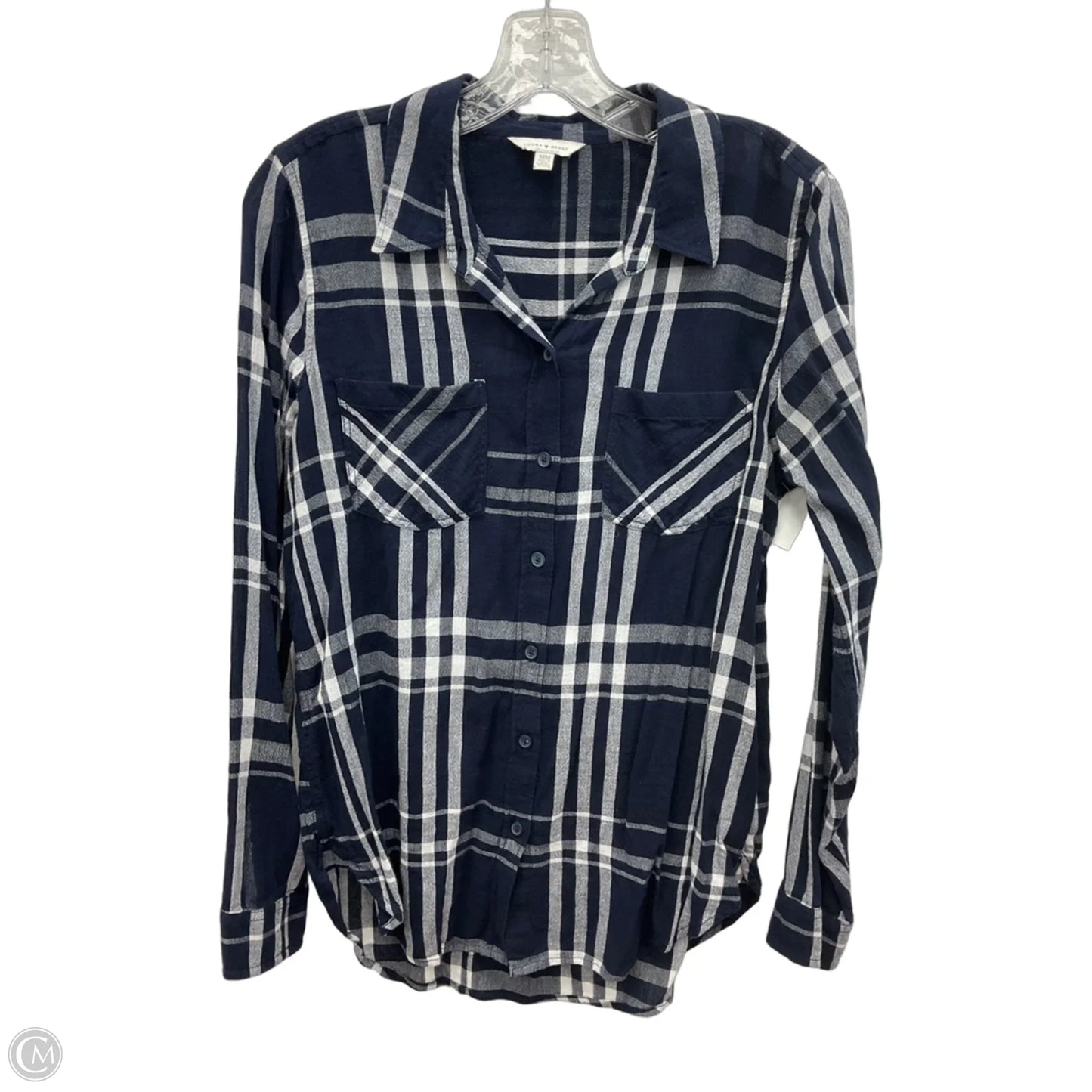 Blouse Long Sleeve By Lucky Brand In Blue, Size: M