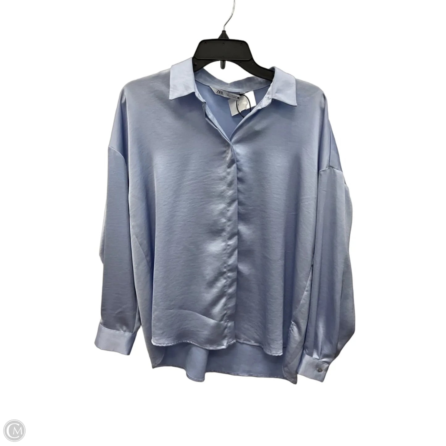 Blouse Long Sleeve By Zara In Blue, Size: S