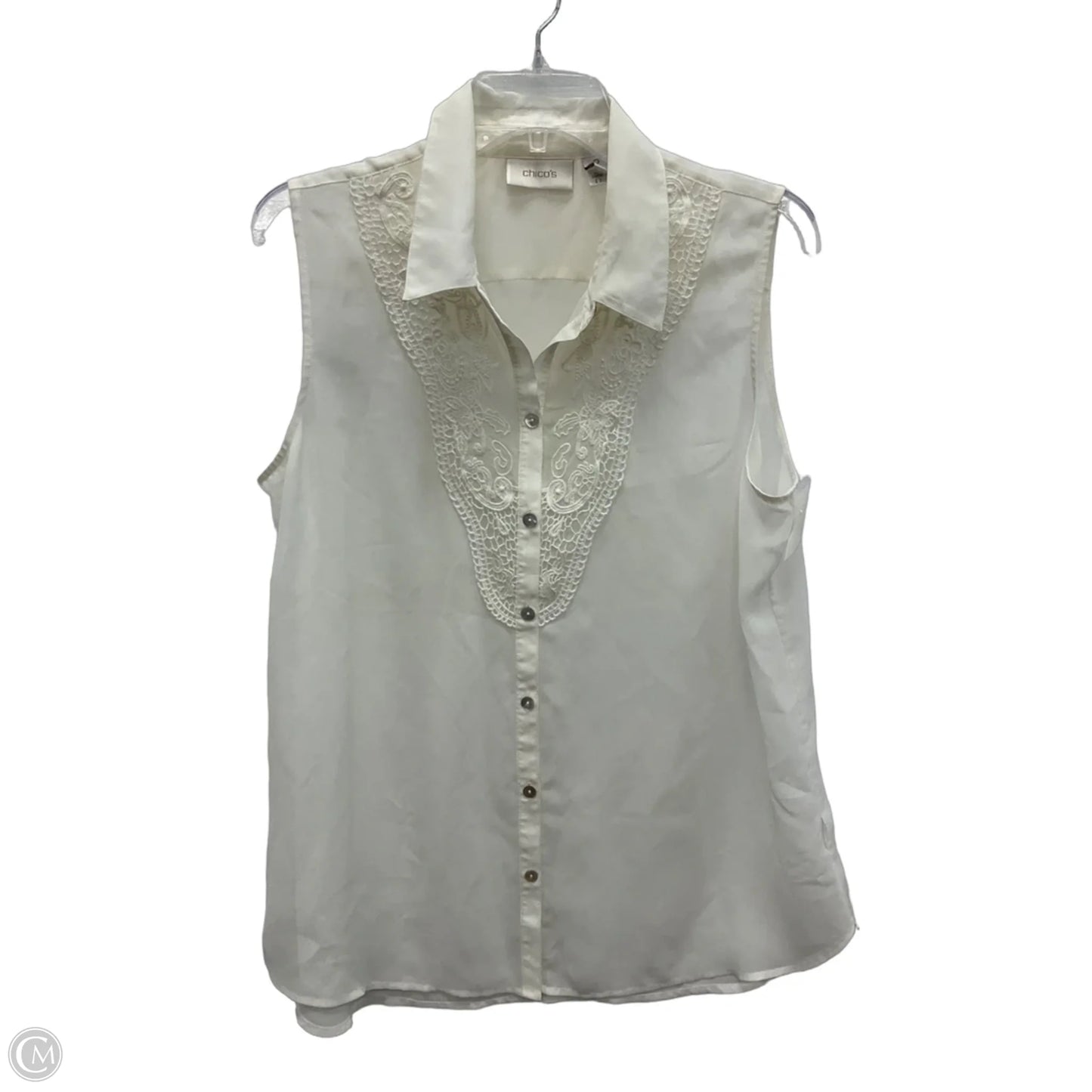 Top Sleeveless By Chicos In Cream, Size: L