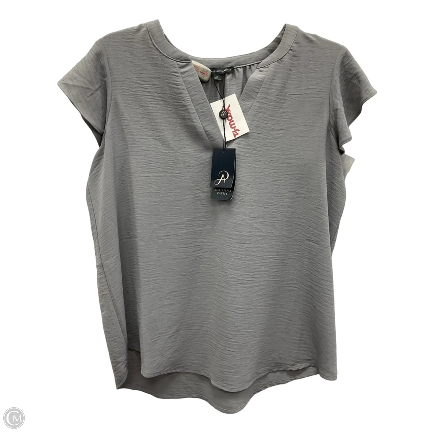 Top Short Sleeve By Adrianna Papell In Grey, Size: S