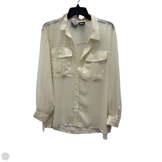 Blouse Long Sleeve By Inc In Cream, Size: M