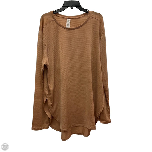 Athletic Top Long Sleeve Crewneck By Mono B In Beige, Size: 3x