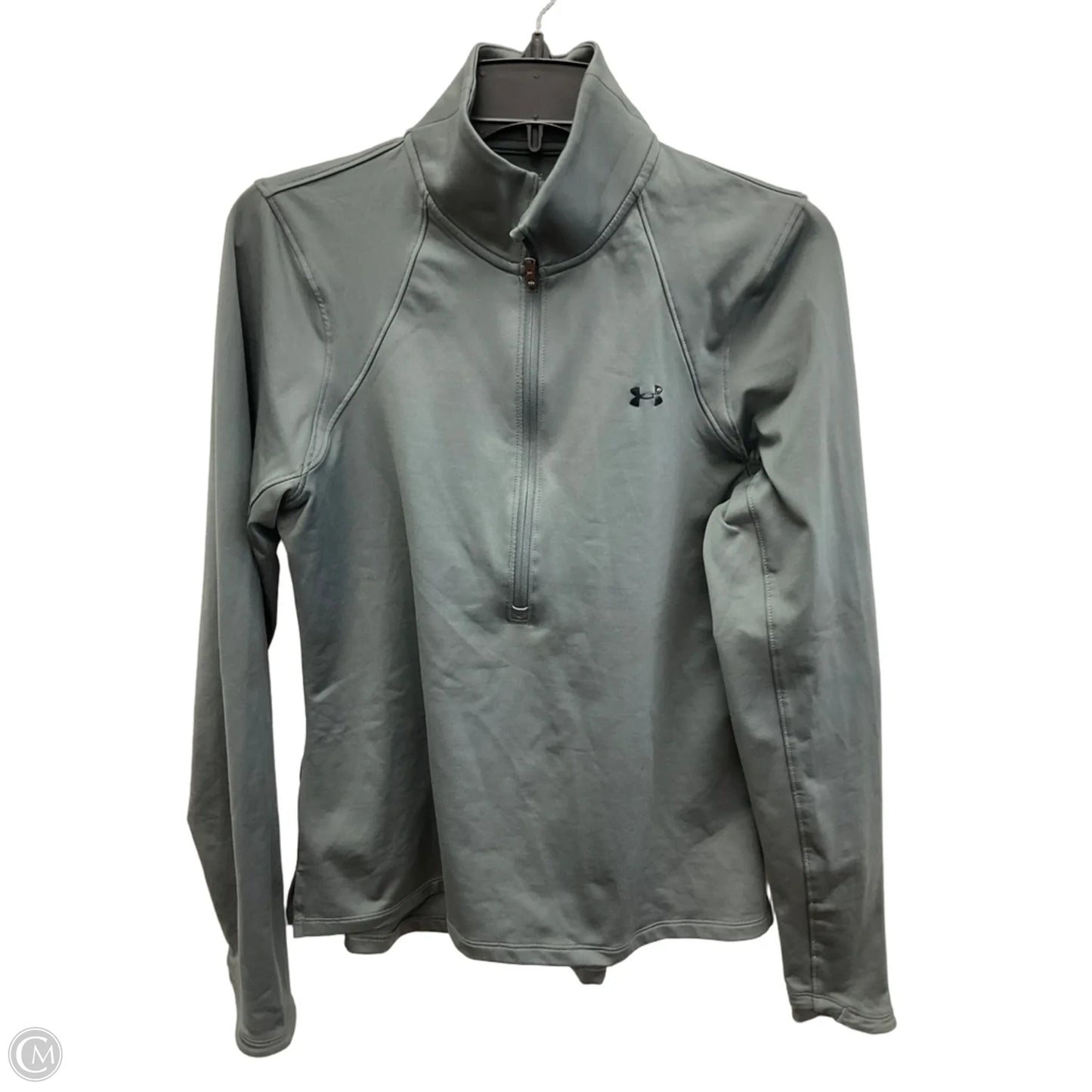 Athletic Top Long Sleeve Collar By Under Armour In Grey, Size: M