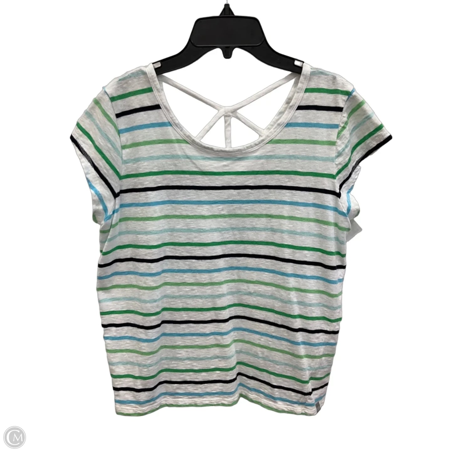 Athletic Top Short Sleeve By Talbots In Striped Pattern, Size: L