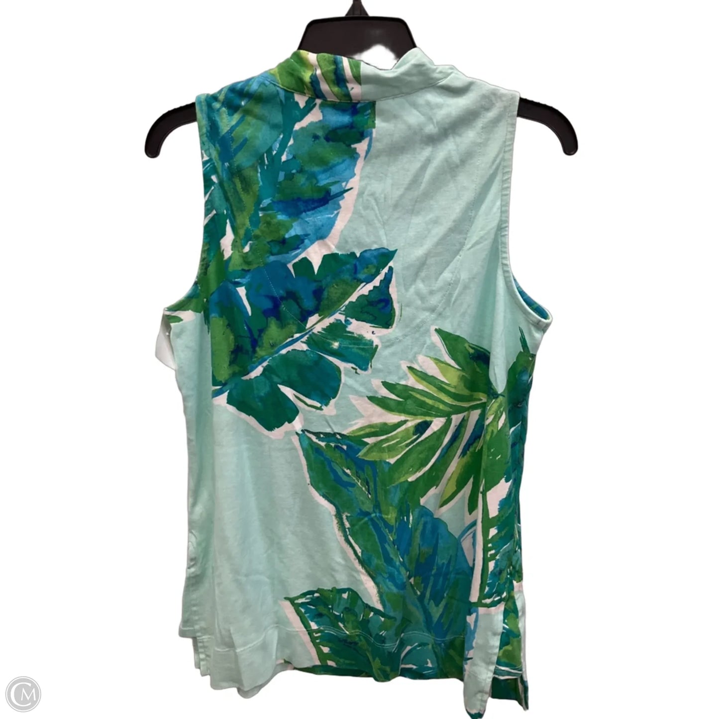 Top Sleeveless By Chicos In Blue & Green, Size: L