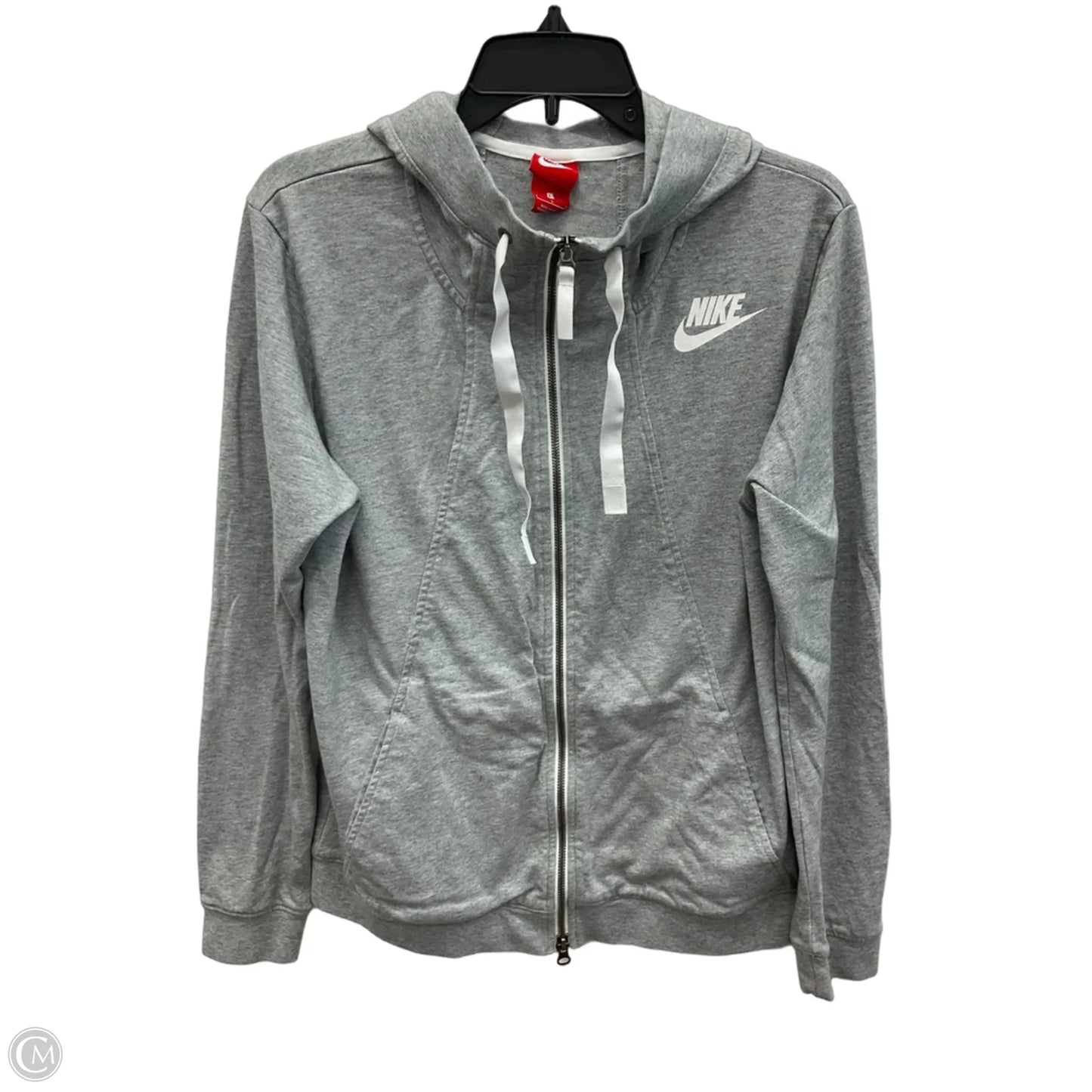 Athletic Jacket By Nike Apparel In Grey, Size: L