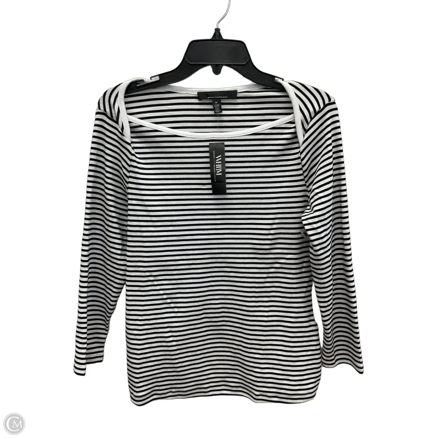 Top 3/4 Sleeve By White House Black Market In Black & White, Size: M