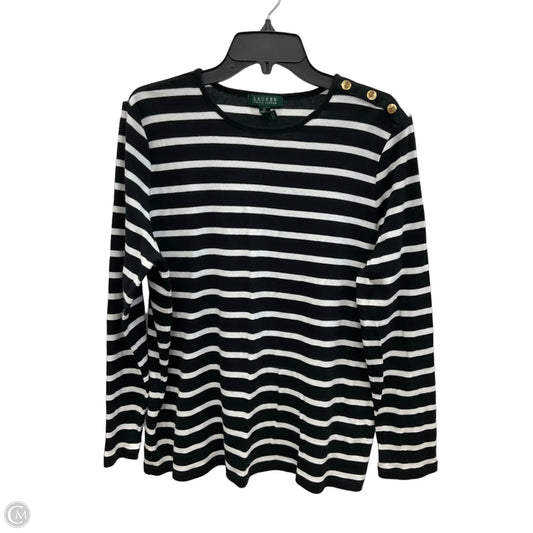 Top Long Sleeve By Lauren By Ralph Lauren In Black & White, Size: 2x