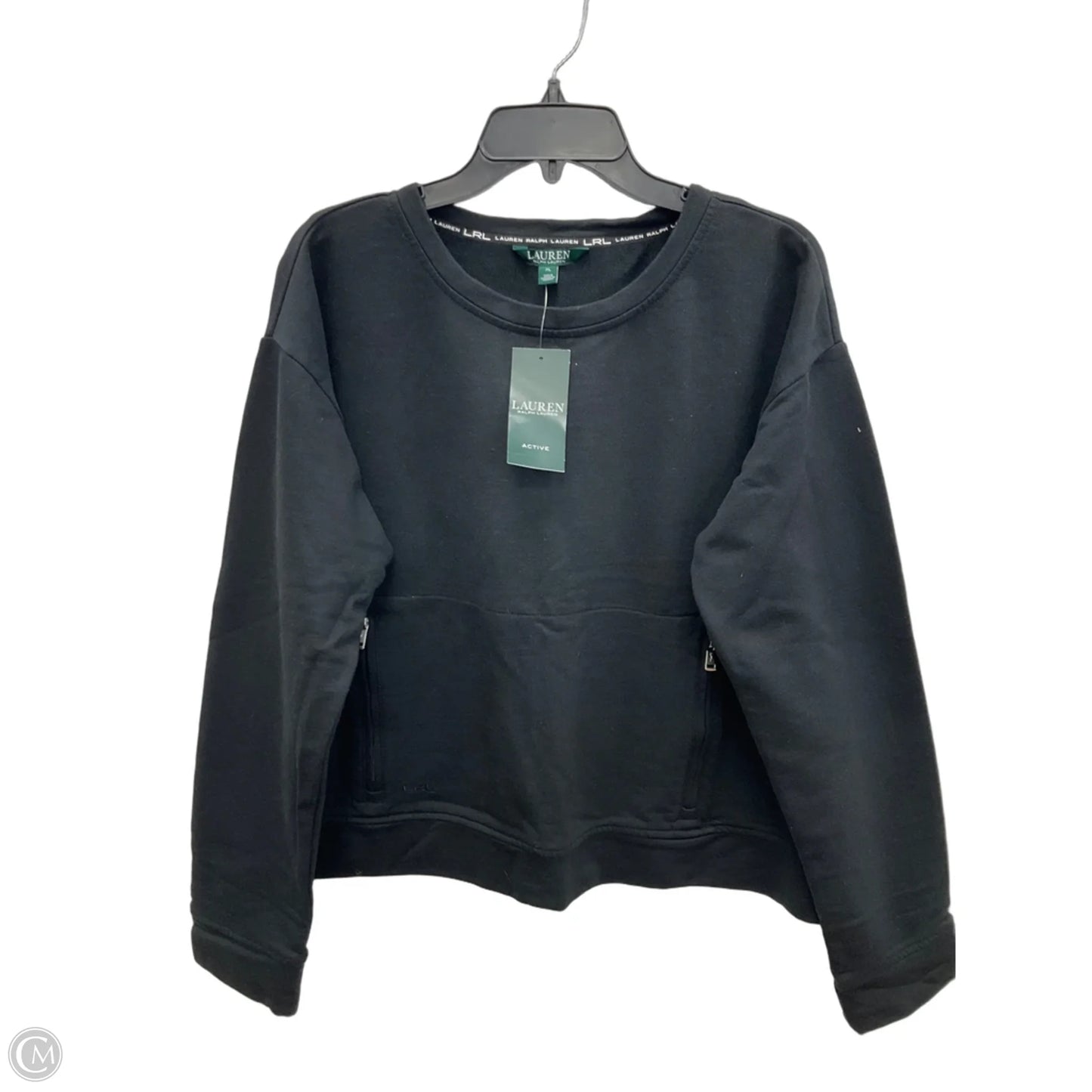 Athletic Top Long Sleeve Crewneck By Lauren By Ralph Lauren In Black, Size: Xl