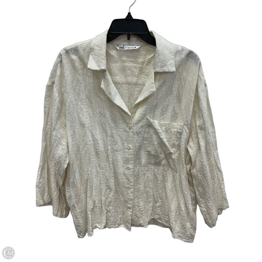 Blouse 3/4 Sleeve By Zara In Cream, Size: Xl