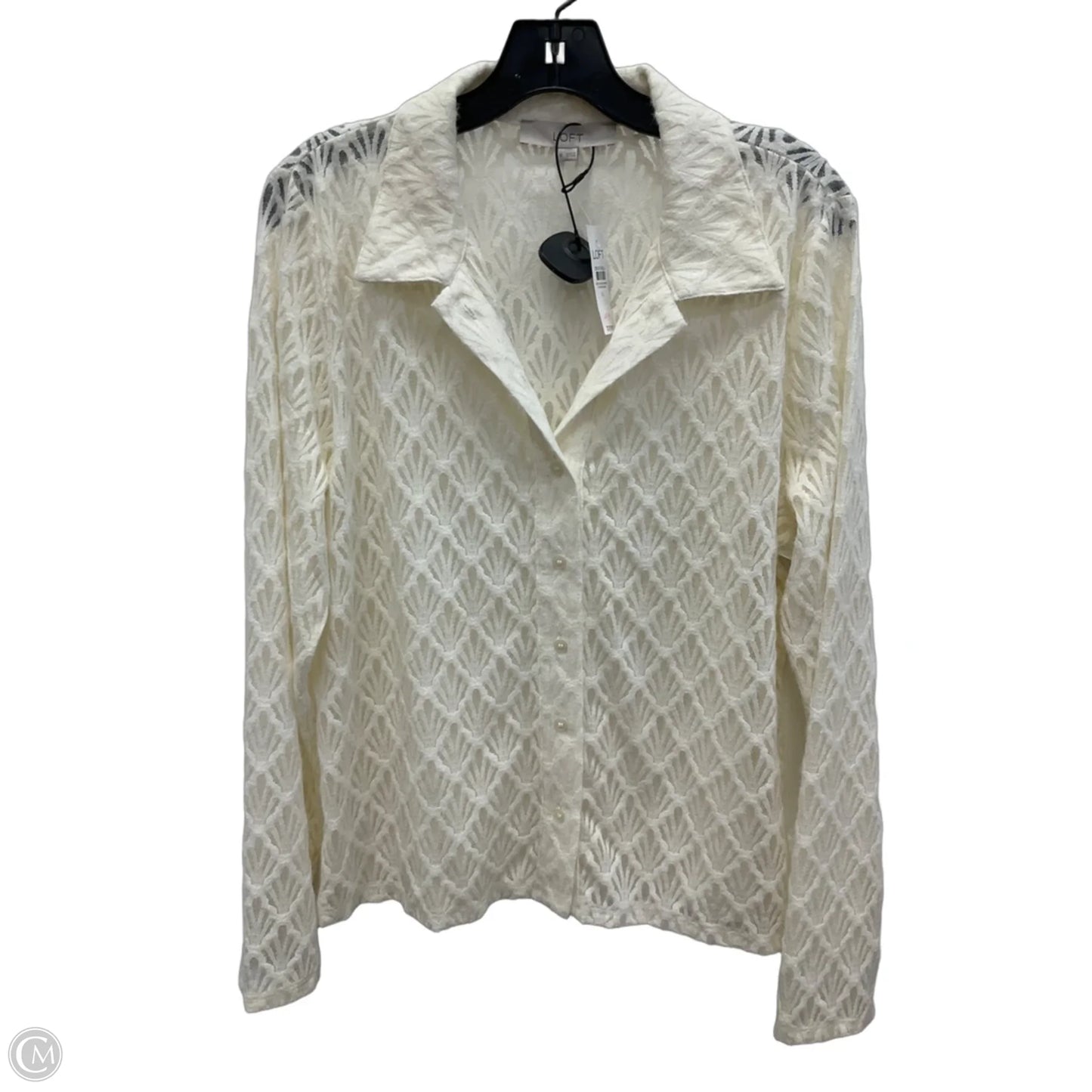 Blouse Long Sleeve By Loft In Cream, Size: Xl