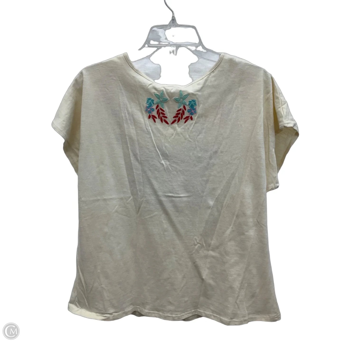Top Short Sleeve By Solitaire In Cream, Size: L