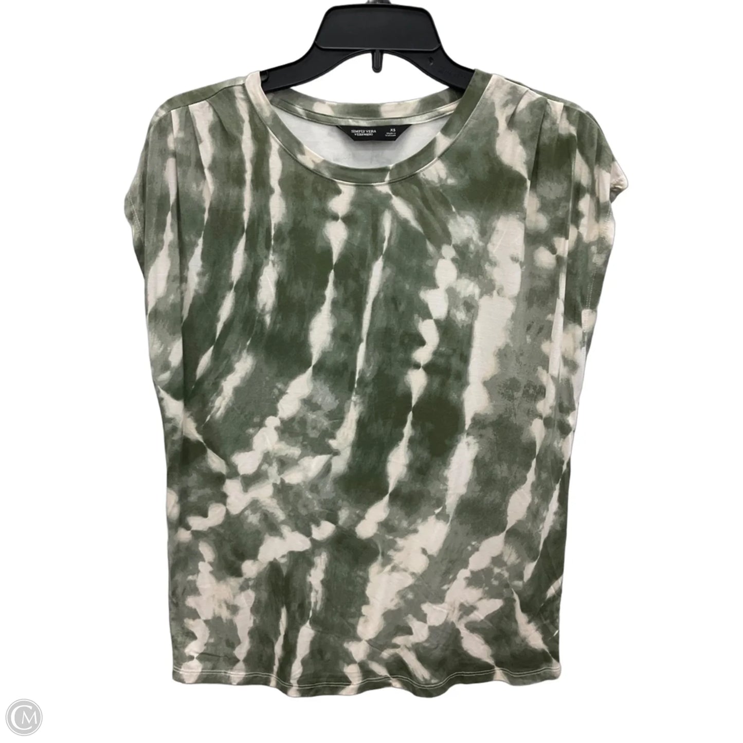Top Short Sleeve By Simply Vera In Green & White, Size: Xs