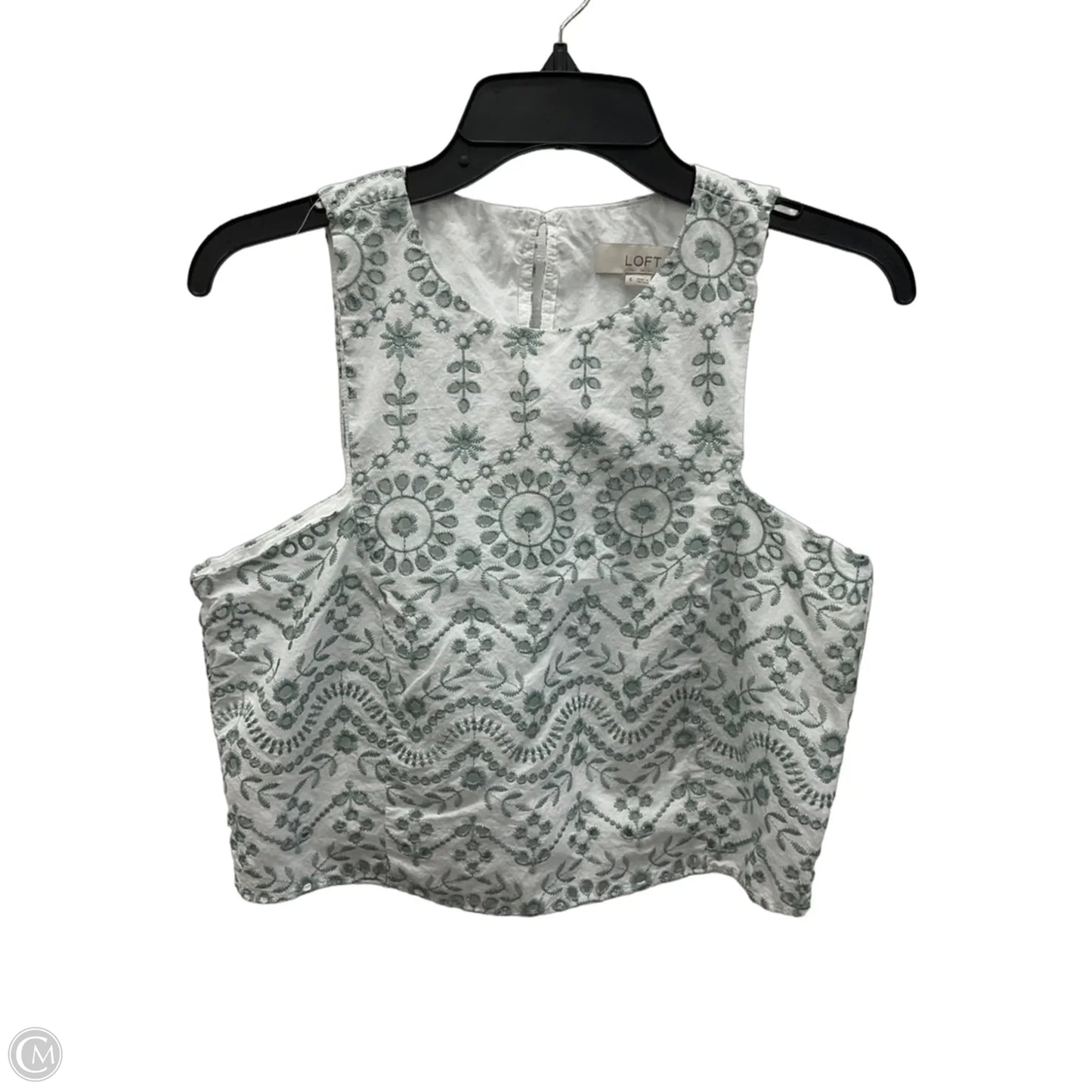 Top Sleeveless By Loft In Green & White, Size: S